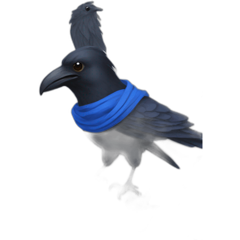 Raven wearing blue scarf hogwarts emoji