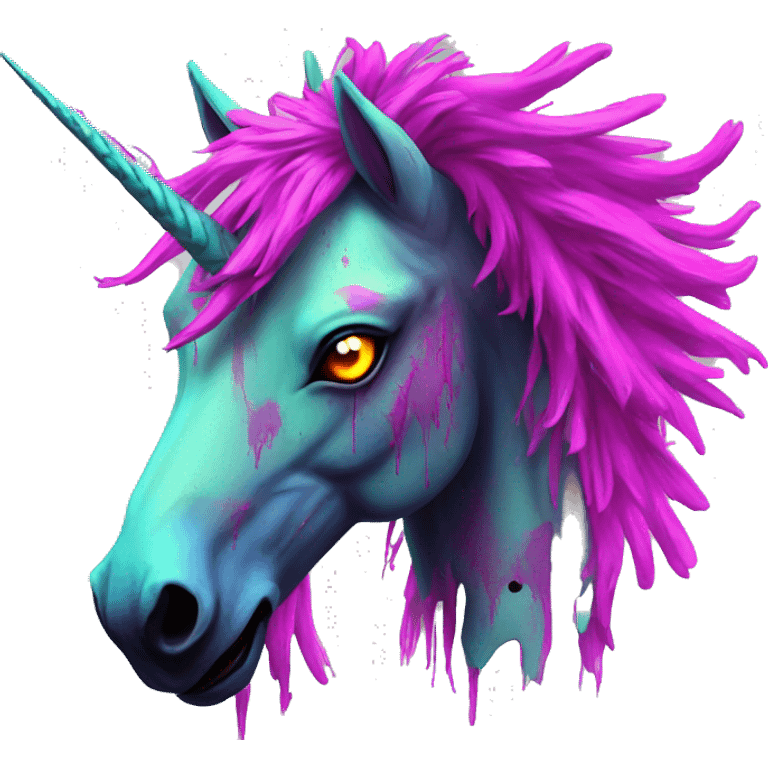 Zombie Pegasus unicorn groovy art neon rave raving emoji