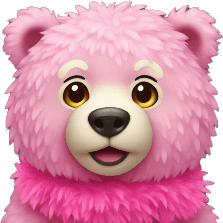 Cute bear with pink boa emoji