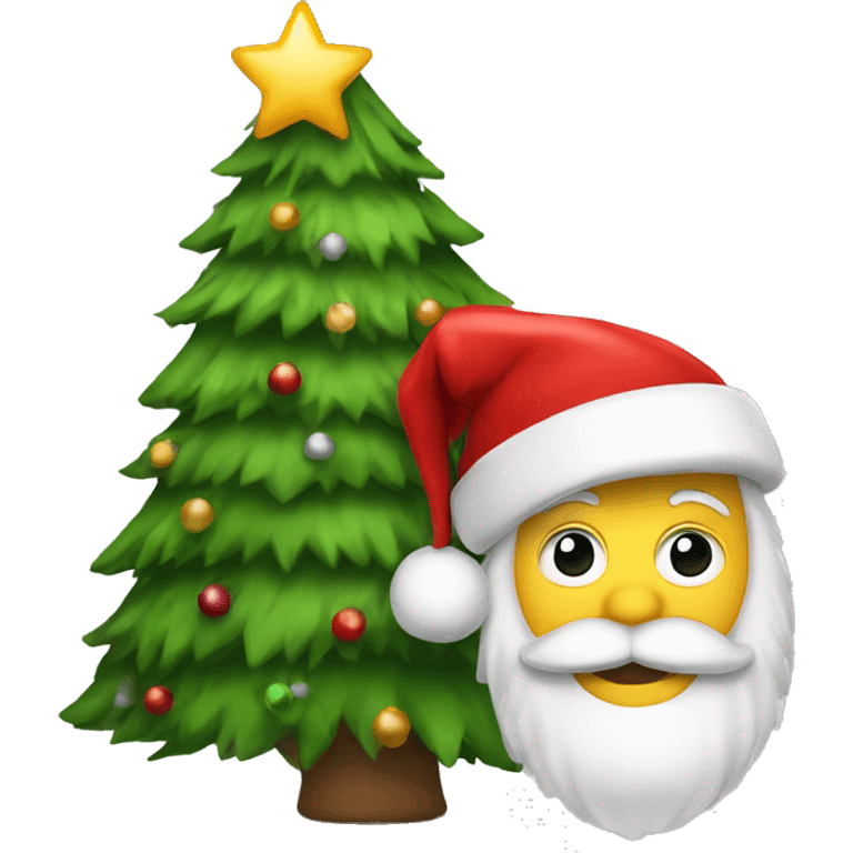 Christmas tree with Santa hat  emoji