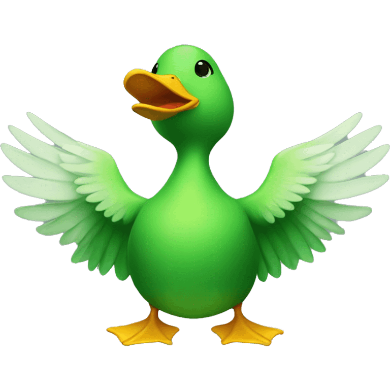 green duck with wings and a human body emoji