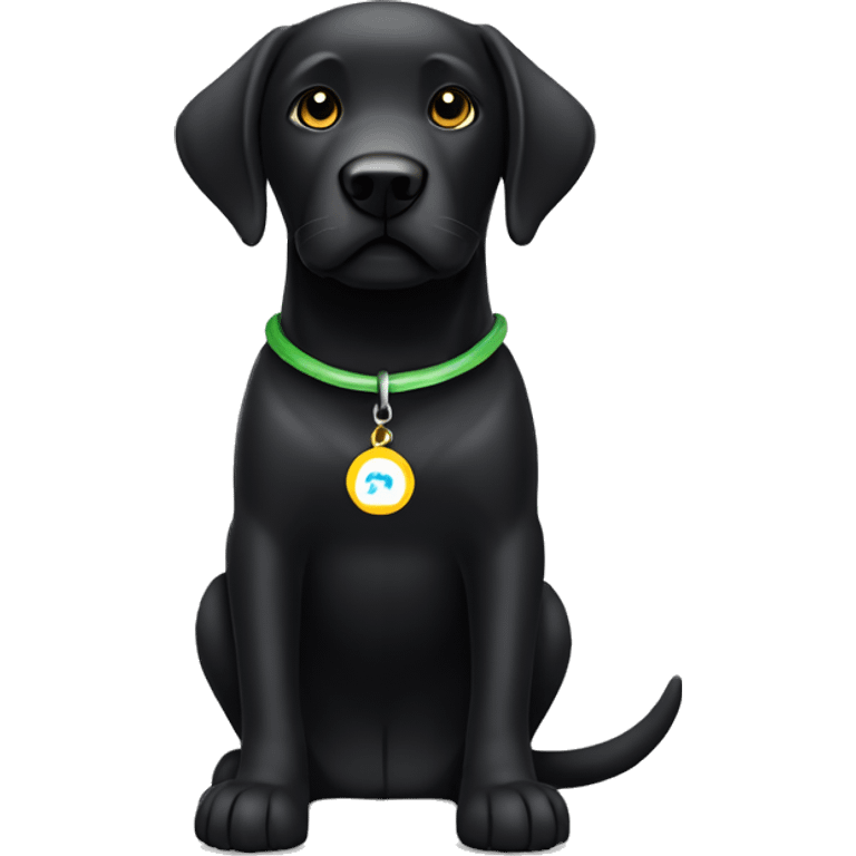 black Labrador with milo writen on its collar emoji