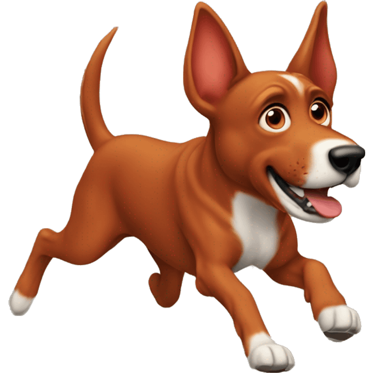 solid red dog with pointed ears running emoji