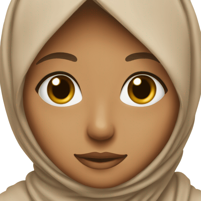 Tan girl in hijab with brown eyes emoji