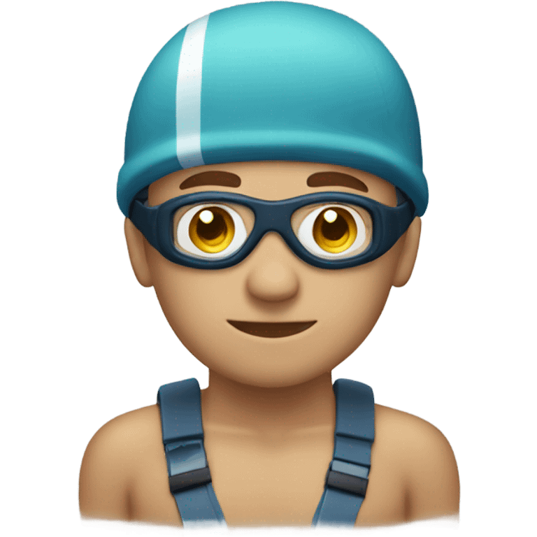 a white man with a swimming cap and goggles in the water emoji