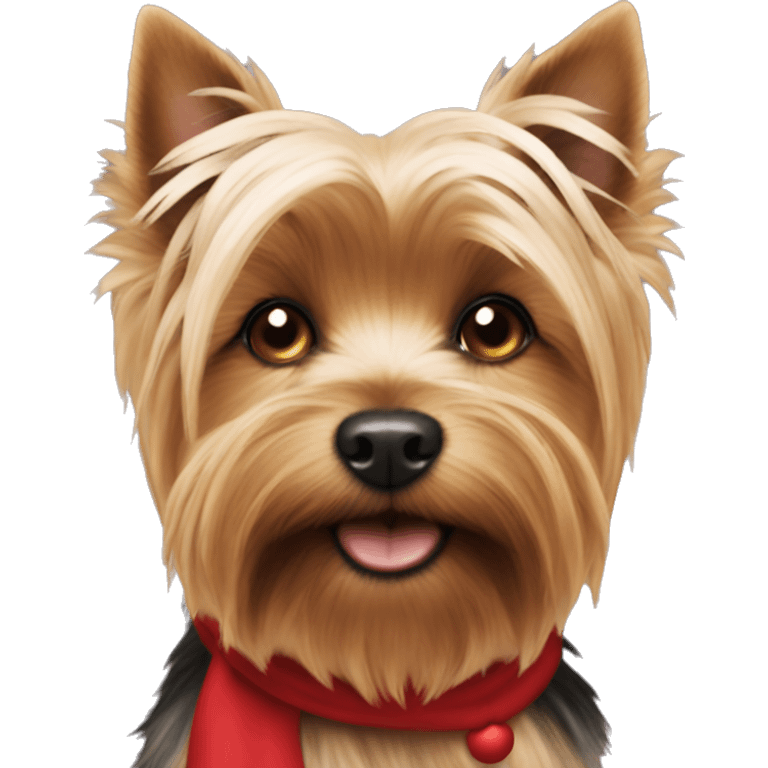 Yorkie dog with Santa  emoji