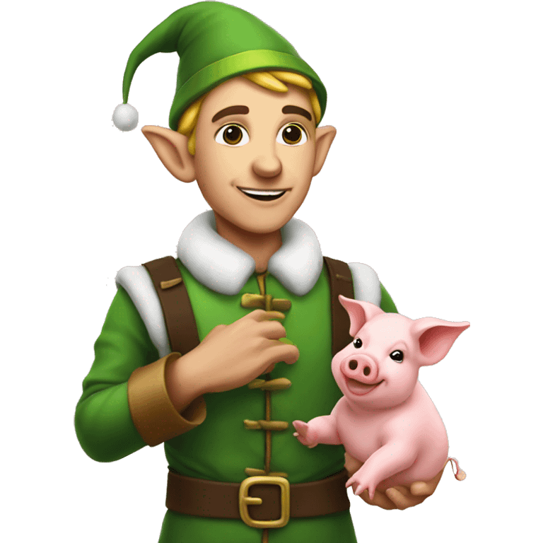 Elf with a pig emoji