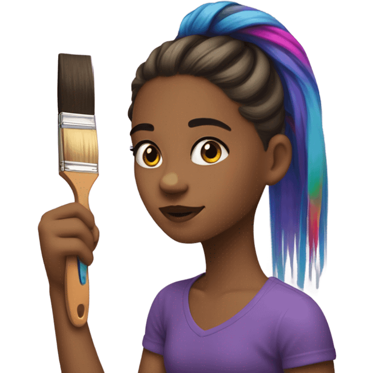 A girl brushing her hair with paint  emoji