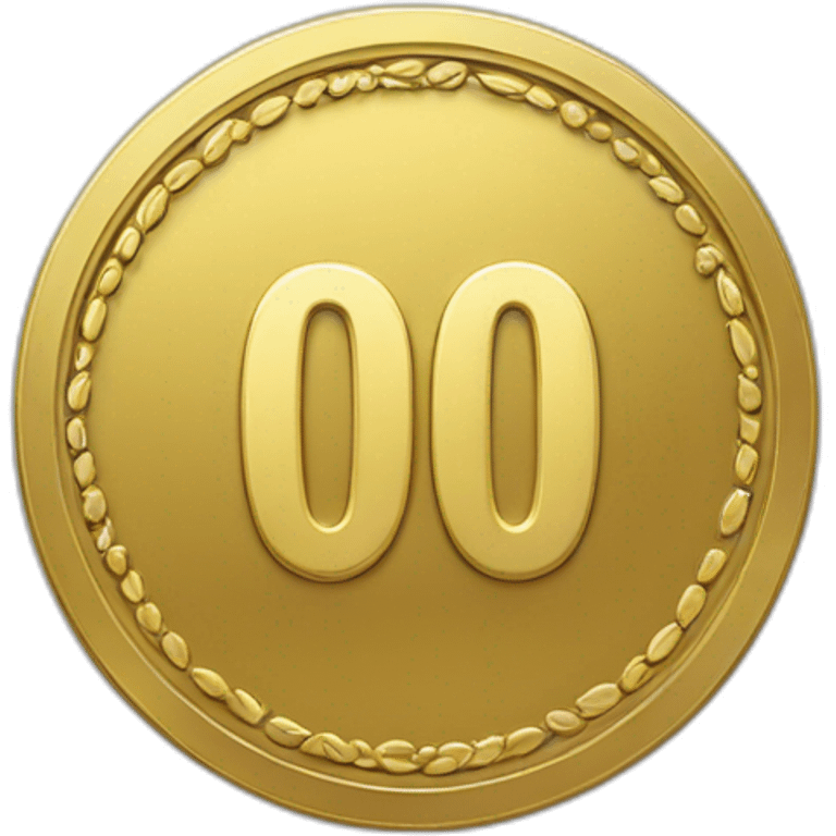 gold super curved coin with large "0" label in center and laurel emoji