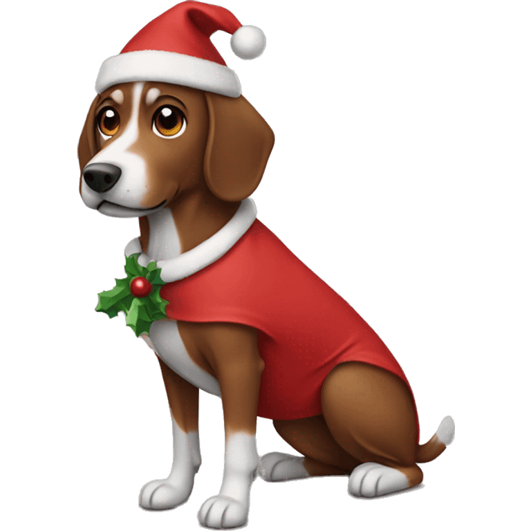 Brown dog with christmas costume  emoji