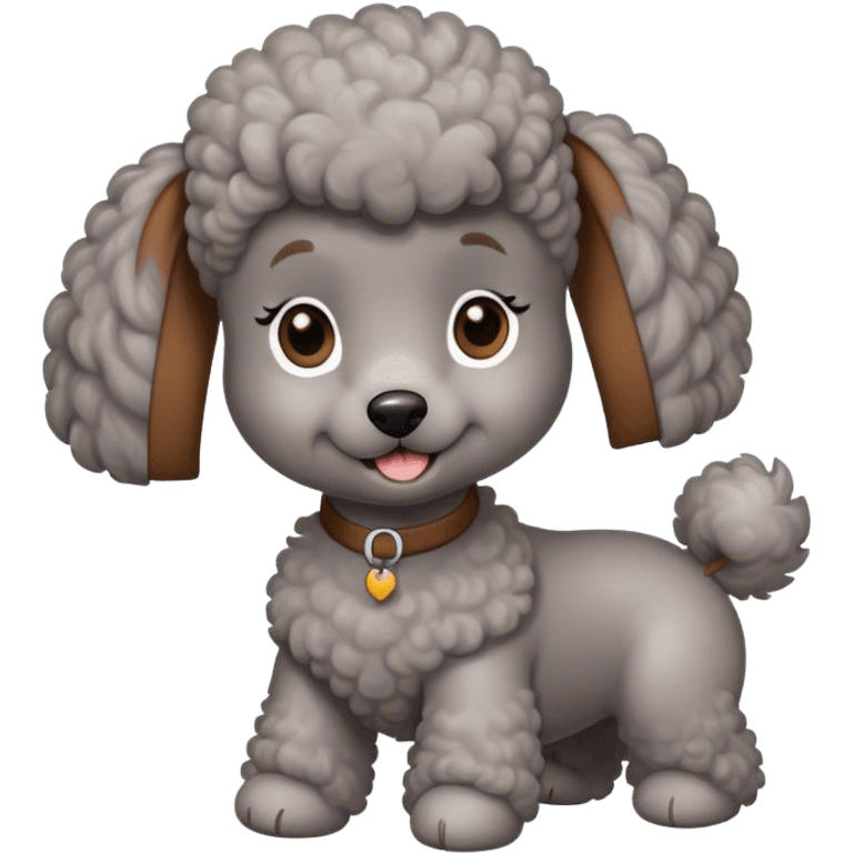 A Grey poodle with a brown ponytail girl emoji