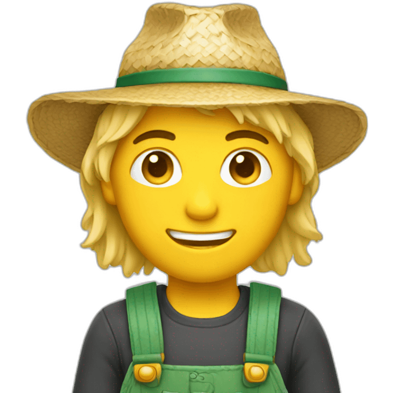 blonde male farmer with straw emoji