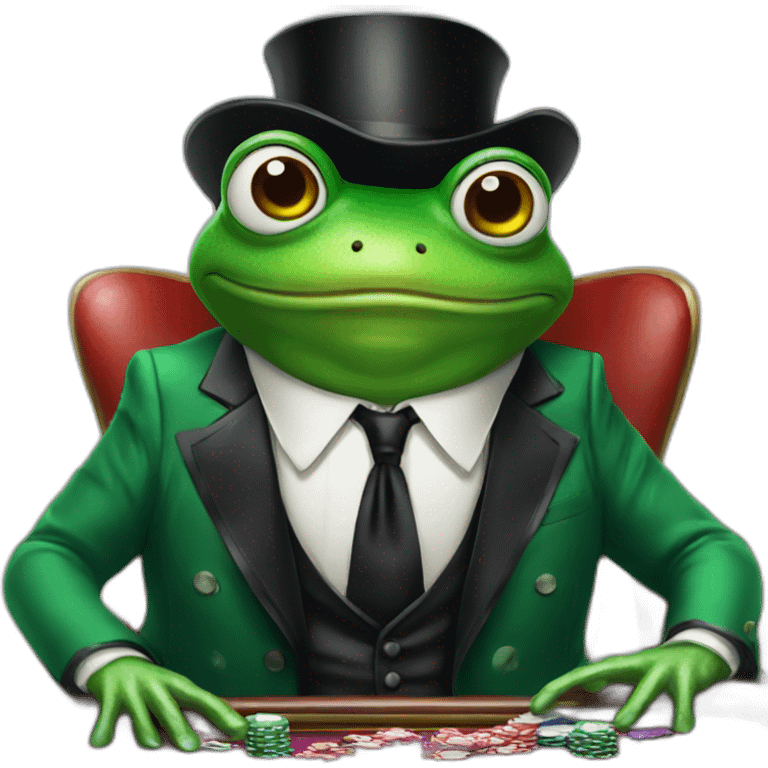 frog wearing tuxedo playing poker in casino emoji