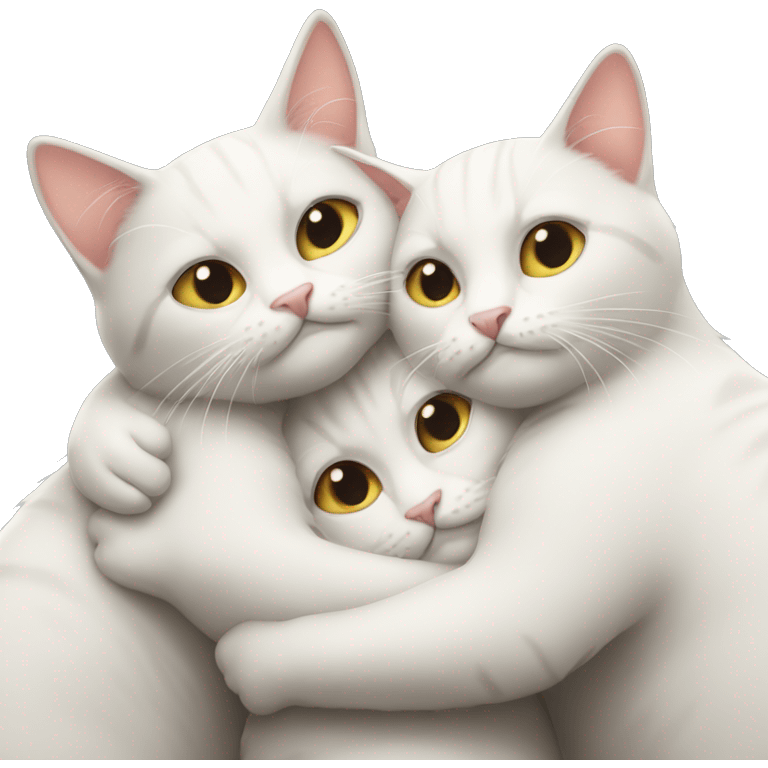 three cats hugging emoji