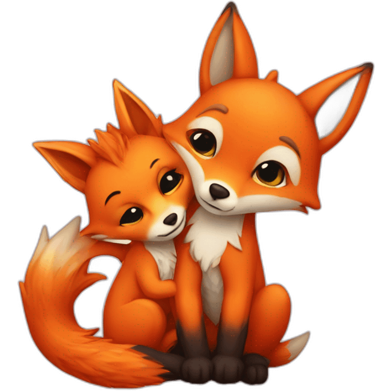 fox and dragon cuddling emoji