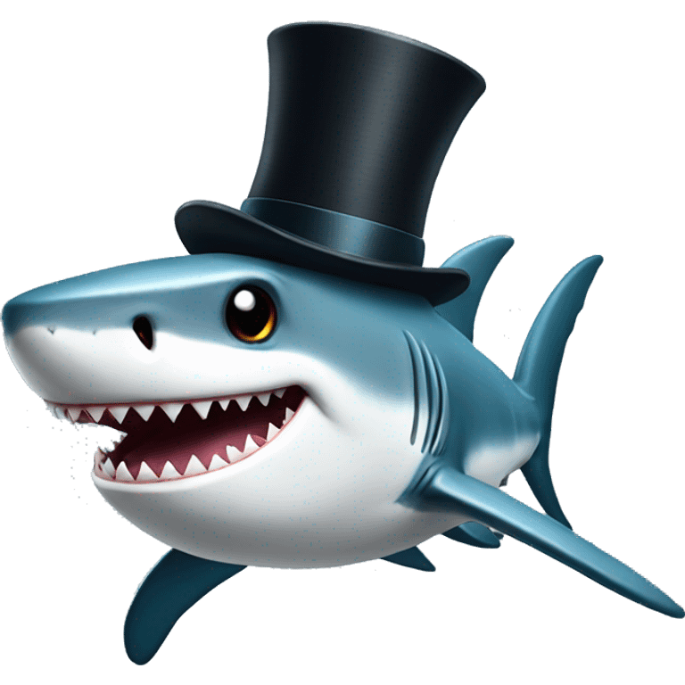 Shark with a top hat emoji