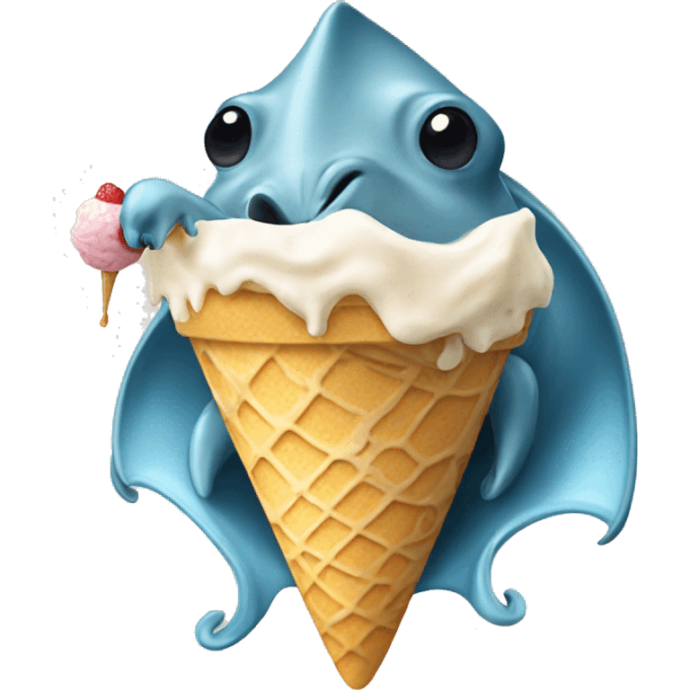 Stingray eating ice cream  emoji