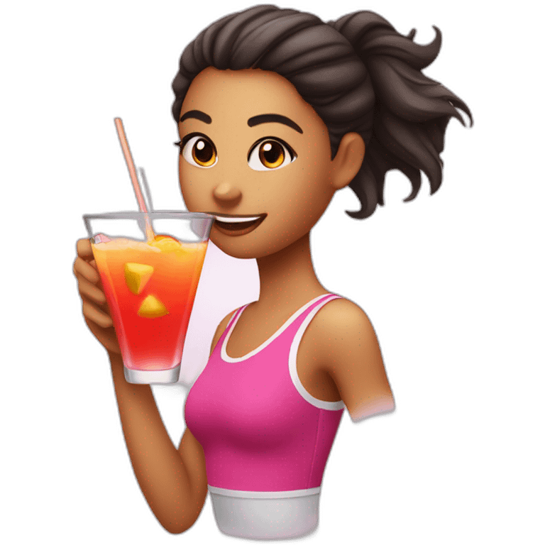 aerobic girl drinks cocktail emoji