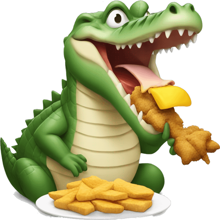 Crocodile eating a chicken emoji