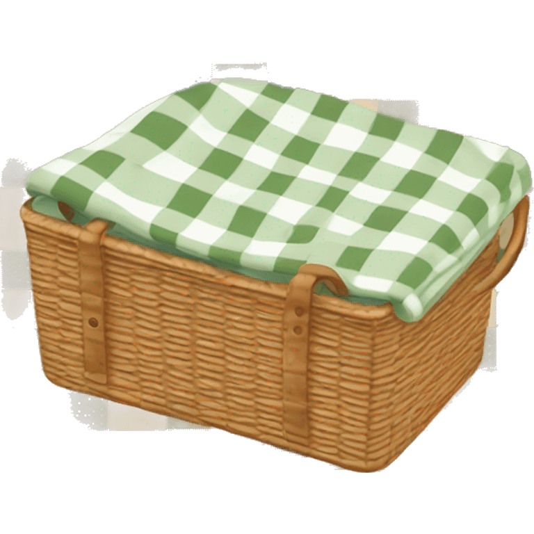 Gingham blanket and picnic basket  emoji