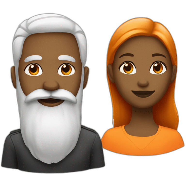 black female white beard orange mustache emoji