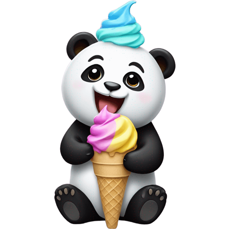 Panda eating ice cream emoji