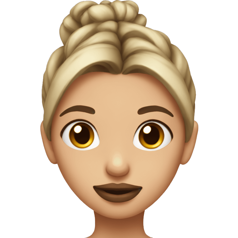 Girl with messy bun and big lips emoji