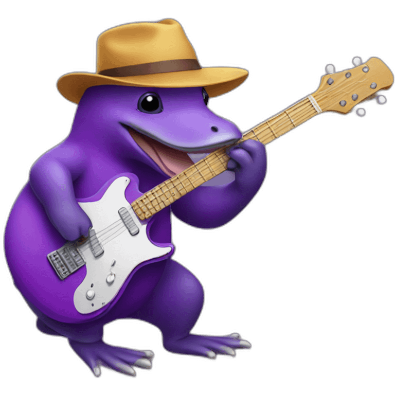 purple platypus playing guitar emoji