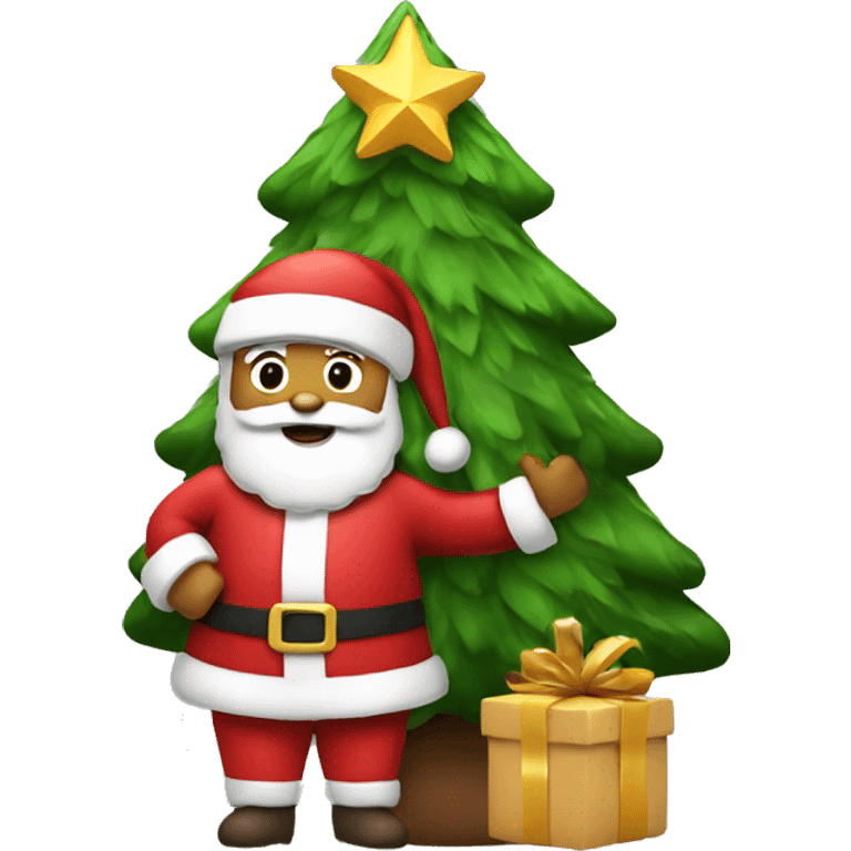 Santa holding a christams tree emoji