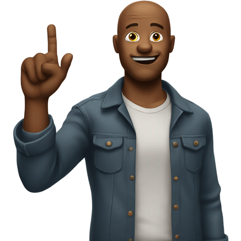 Man with an arm at 90° holding a two finger gun in the air emoji