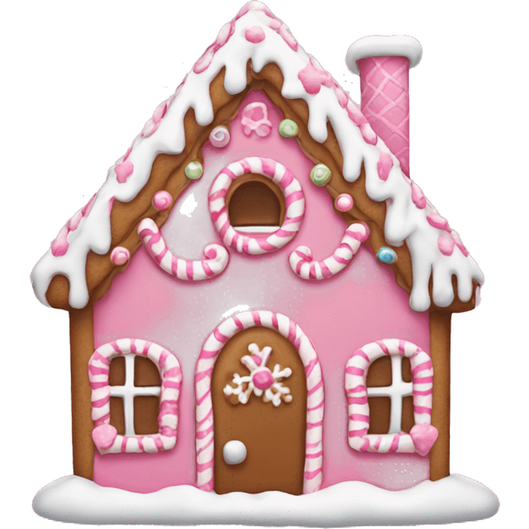 Pink gingerbread house emoji