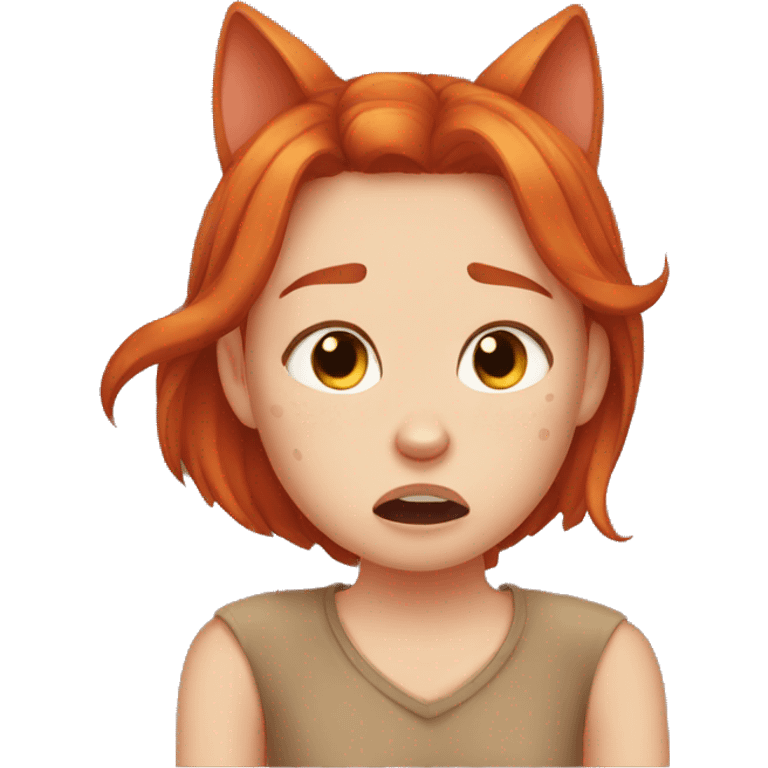 Redhead cat girl crying  emoji