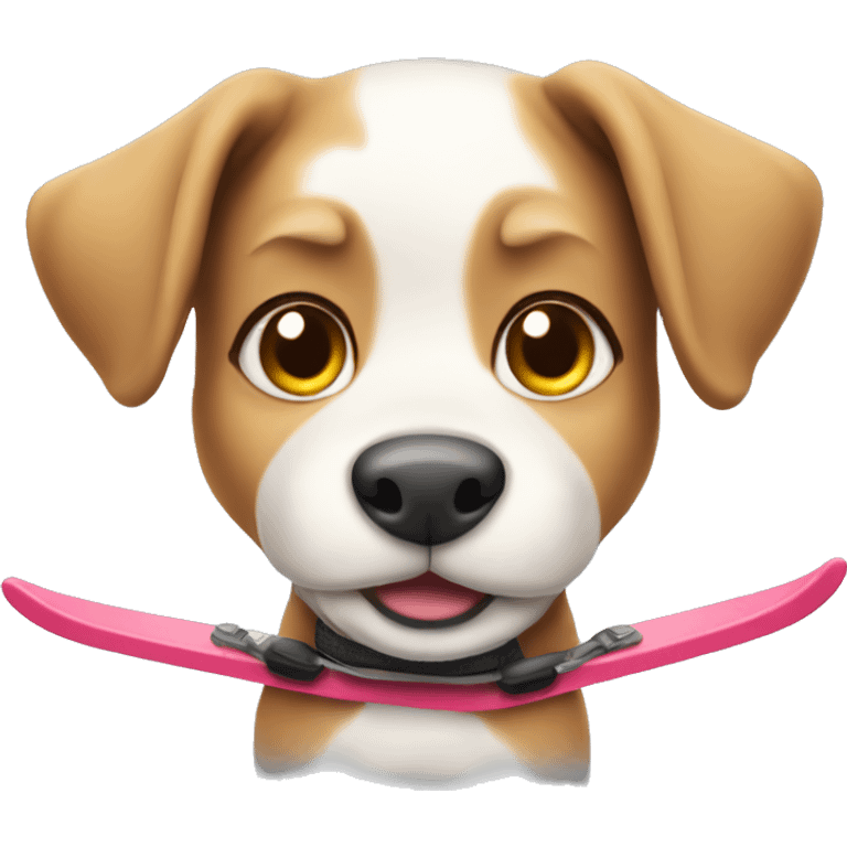 A cute puppy skiing emoji