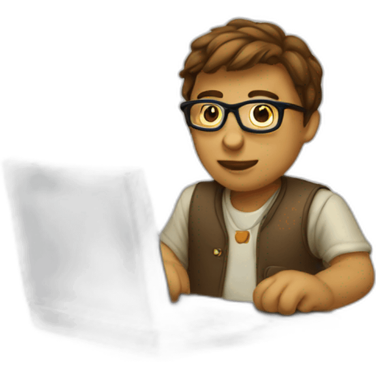 nerd on computer emoji