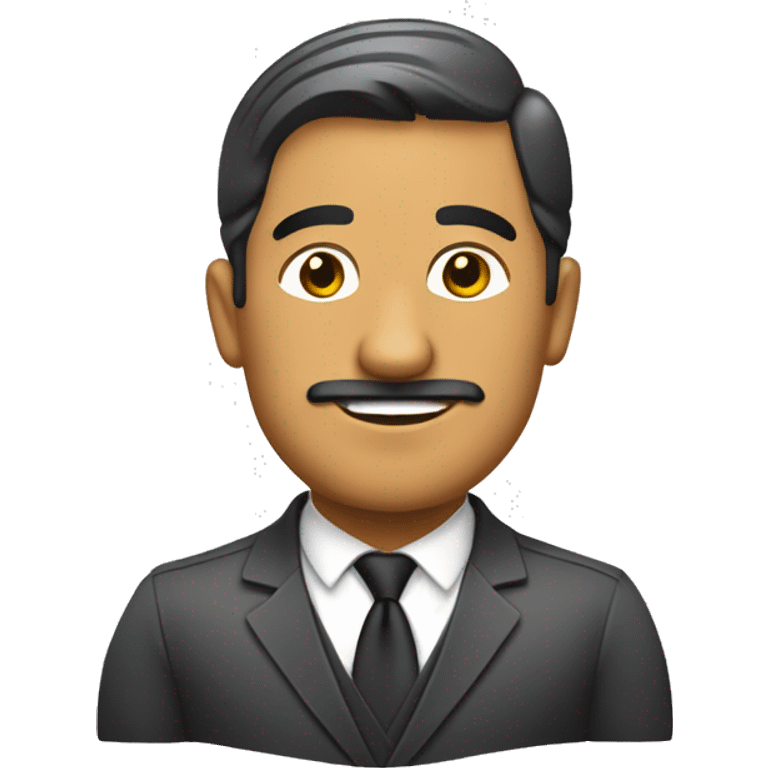 chico elegante  pegado en una idea genial para el negocio, en  su computadora emoji