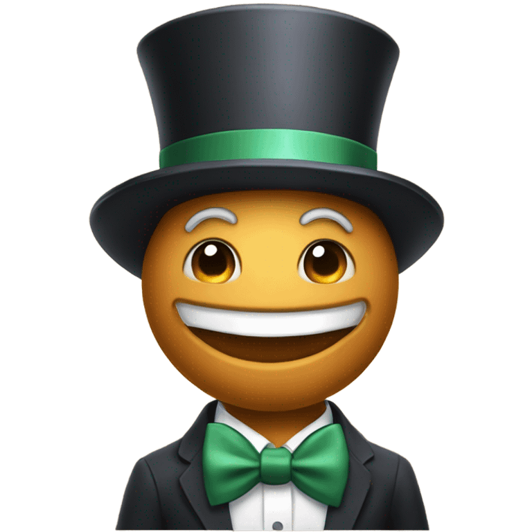 a smiling laddoo with a bowtie, tophat, and dh emoji