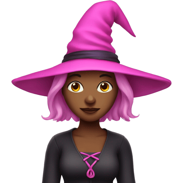 Witch wearing pink emoji