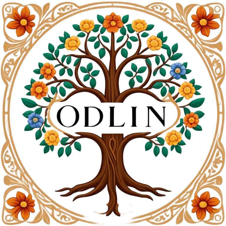 created a highly detailed family genealogy logo using the name Odlin and multiple colors. emoji