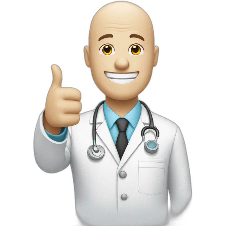 White bald dentist with thumb up emoji