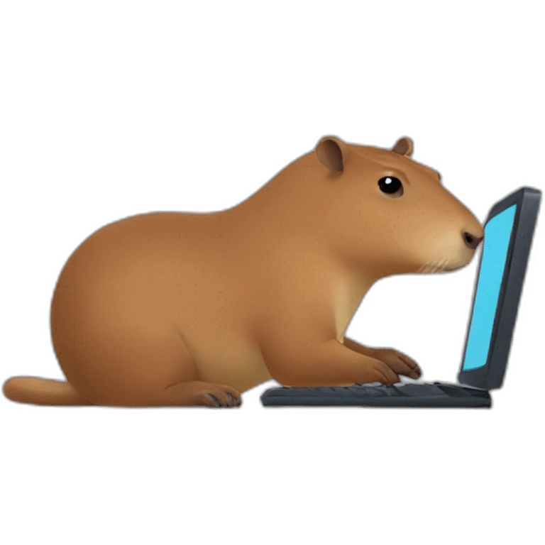 Capybara watching netflix on computer emoji