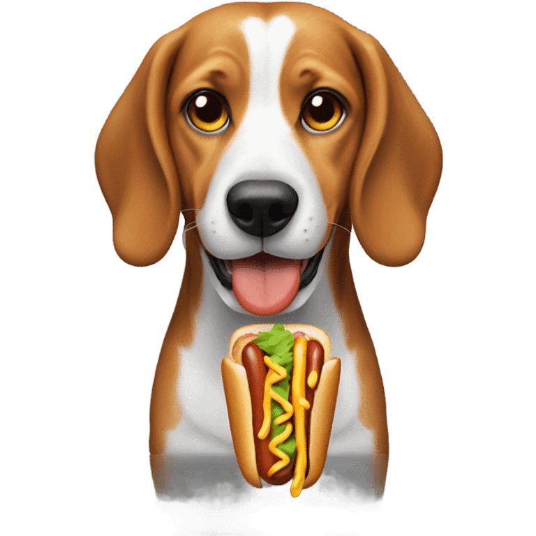 Beagle eating hot dog emoji