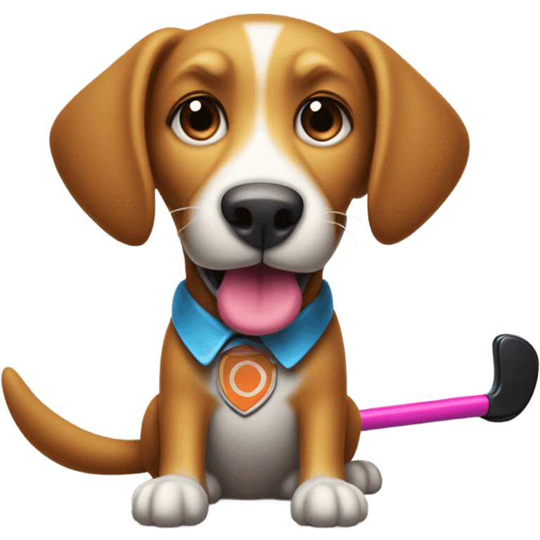 Dog playing field hockey  emoji