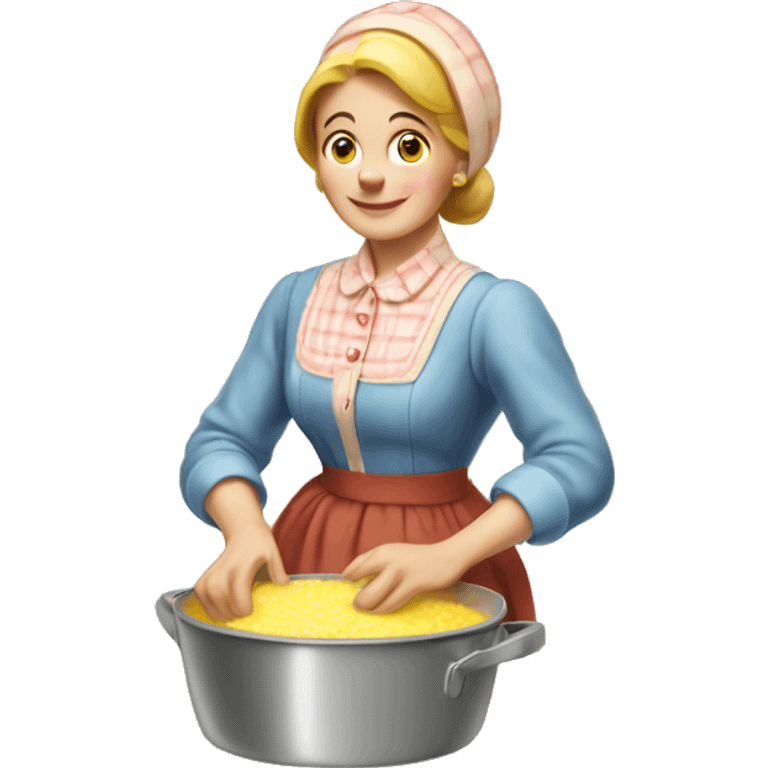 Vintage rural country house wife making ghee emoji