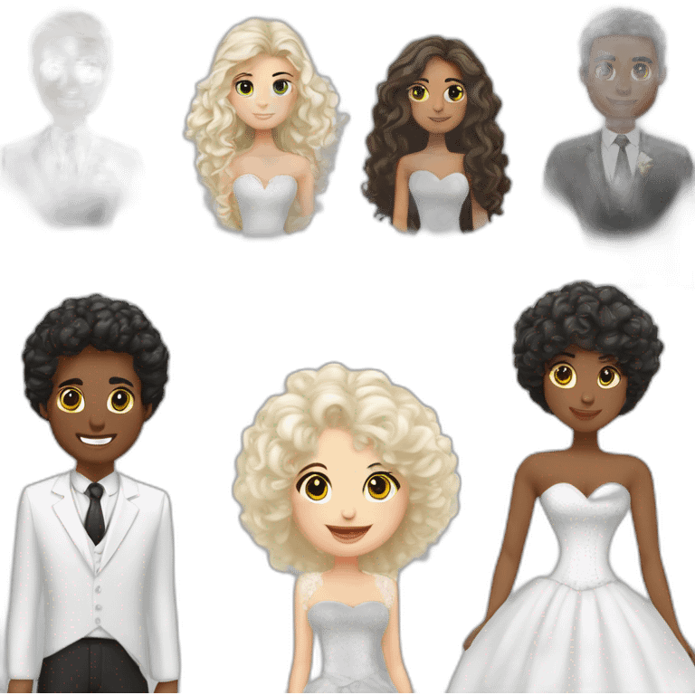 mariage avec un homme blanc cheveux bouclés yeux bleus et une femme d’amérique latine cheveux noirs  emoji