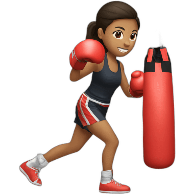 girl punching a muay tai boxing bag emoji