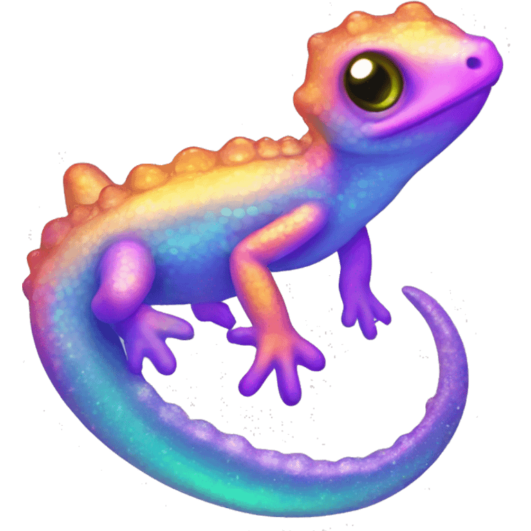 Baby Kawaii neon glitter sea lizard emoji    emoji