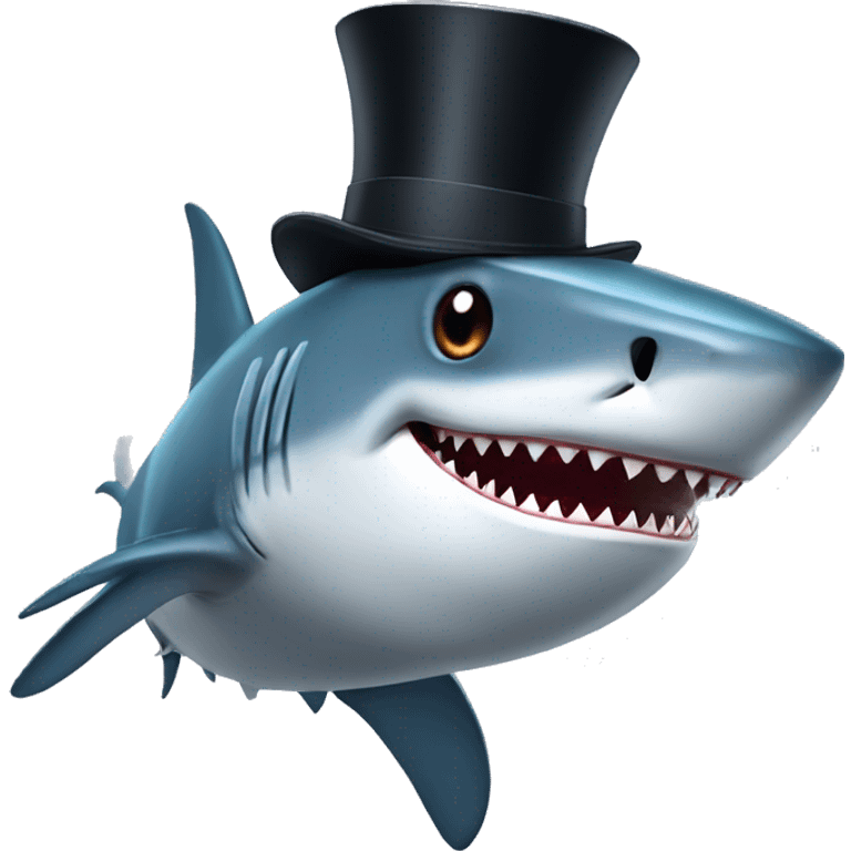 Shark with a top hat emoji