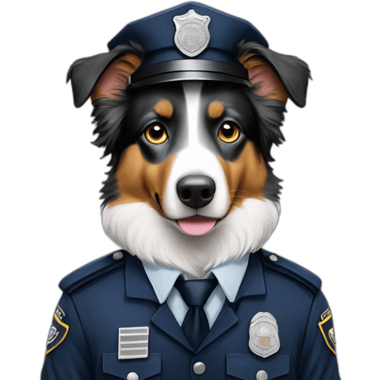 Australian Shepherd in Police Uniform portrait emoji