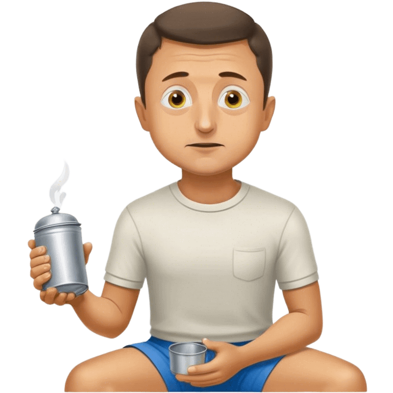 Volodymyr Zelenskyy on his knees with a tin cup begging for money  emoji