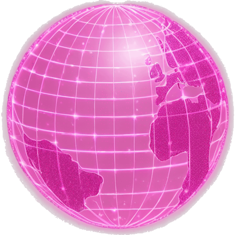 Pink and light pink, sparkly connected fiber optic, network, world globe   emoji